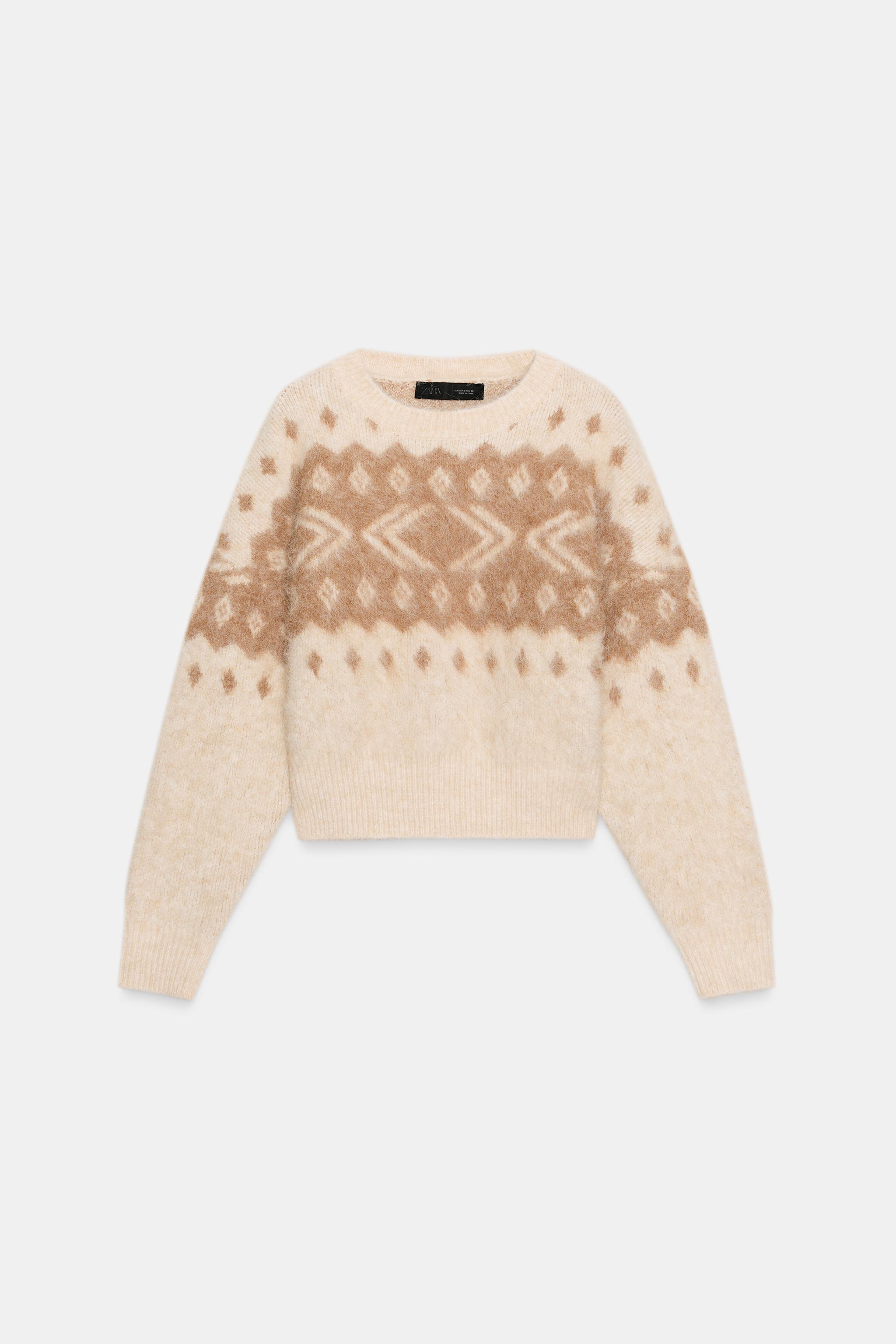 BRUSHED EFFECT JACQUARD KNIT JUMPER